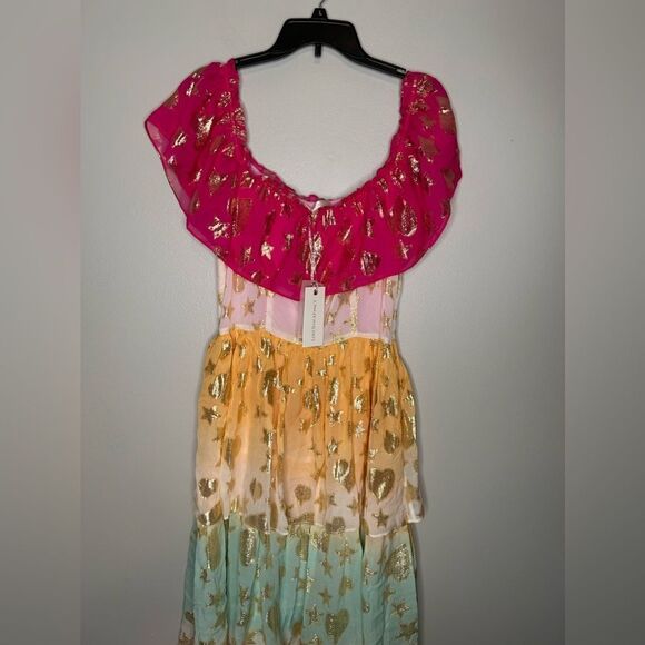 LoveShackFancy Vynne Off The Shoulder Maxi Ombre Dress NWT - Picture 4 of 7